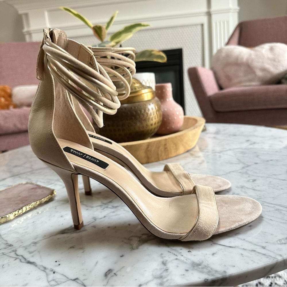White House Black Market Size 9.5 Sandal Heel. Zip up back. GUC